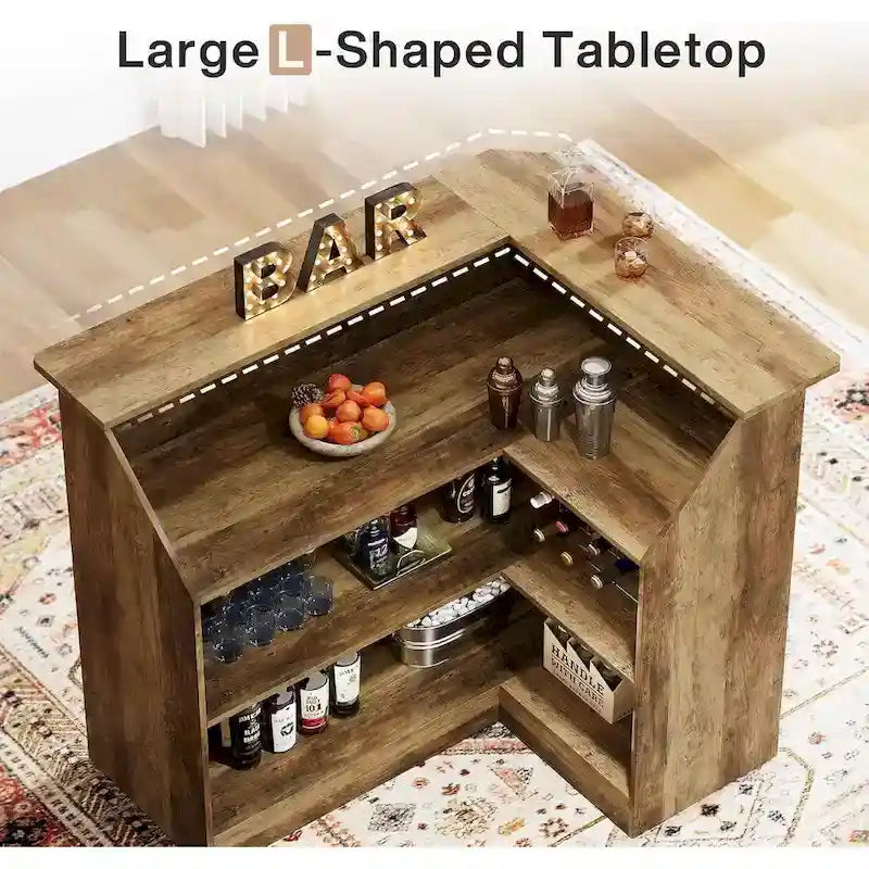 L-förmiger Barschrank mit Gläserhaltern für die Hausbar
