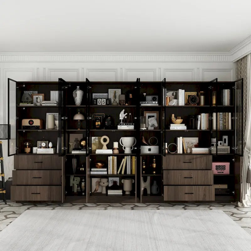 Beleuchteter Aluminium-Glas-Schrank, anpassbar als Buffet/Bücherregal