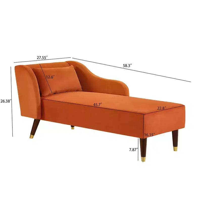 Modernes Samt-Chaiselounge-Sofa, Polsterliege mit geschwungener Armlehne, Schlafcouch für Schlafzimmer, Büro, Wohnzimmer