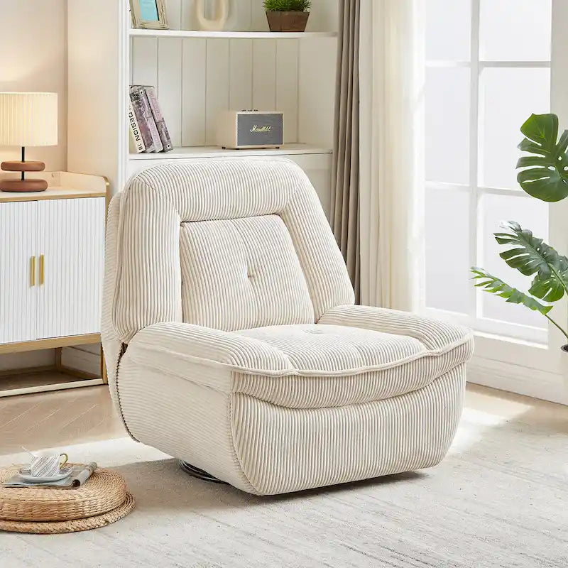 Drehbarer Relaxsessel aus Cord mit Gleitfunktion und Fußstütze für das Wohnzimmer