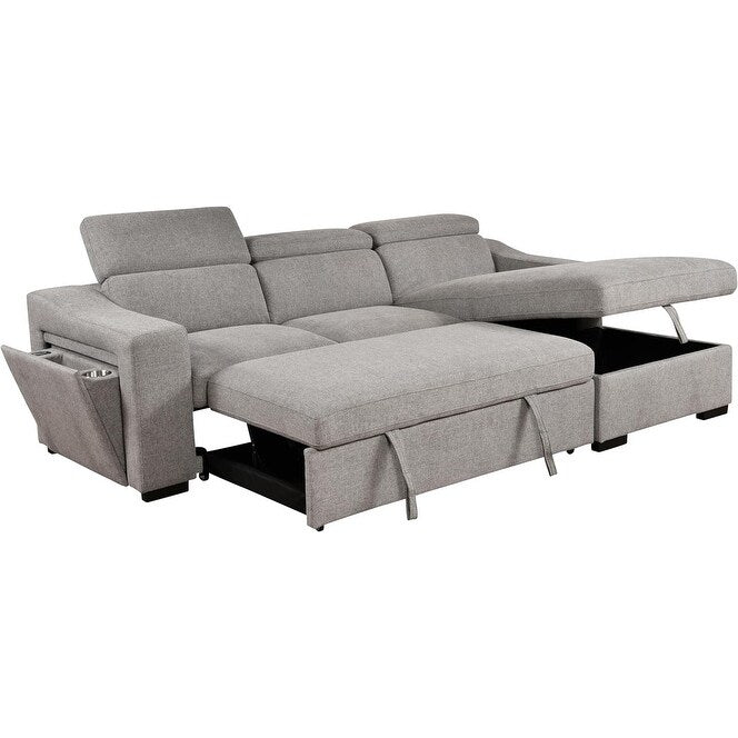 Roomfitters 103 Verwandlungs-Ecksofa mit Stauraum-Recamiere, verstellbaren Kopfstützen, L-förmiges Schlafsofa