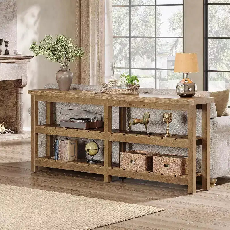 Tribesigns 70.86 extra lange Konsolentisch, Bauernhaus-Stil 3-stöckiger Eingangstisch, Holz-Sofa-Tisch hinter der Couch für Wohnzimmer, Flur, Foyer
