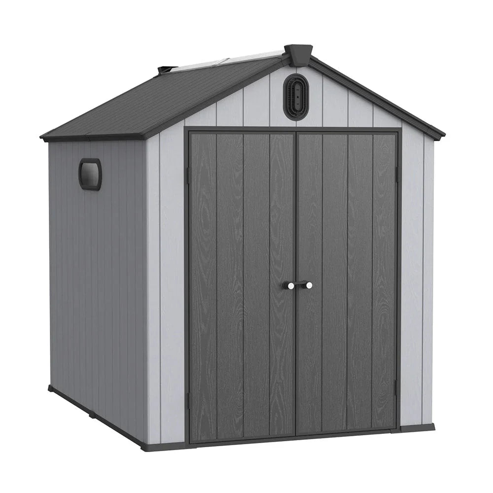2 x 1,2 m/2 x 2,4 m/2,4 x 1,8 m/2,4 x 3 m Allwetter-Gartenhaus aus Harz mit Bodenplatte, Spire-Geräteschuppen