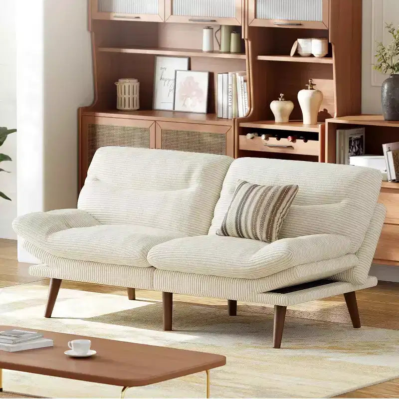 168 cm Cordsofa-Schlafsofa mit verstellbarer Rückenlehne und Armlehnen, geeignet für kleine Räume, Wohnzimmer oder Büros als Futon-Sofa.