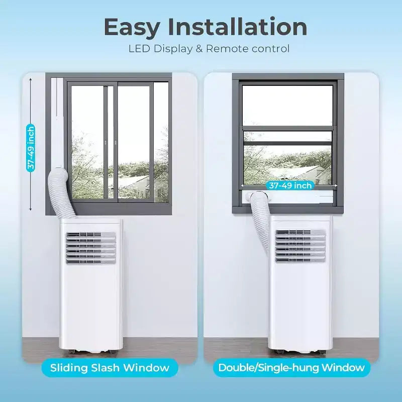 8.000 BTU mobile Klimaanlage, 3-in-1 Gerät mit 4 Modi, Timer, LED-Display, Fernbedienung und Installationskit, für Schlafzimmer/Wohnzimmer/Büro, Weiß.
