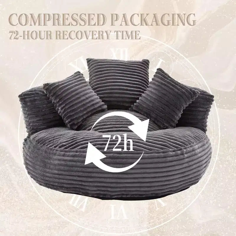 Sitzsacksofa für Erwachsene und Kinder, übergroßer Cord-Sitzsackstuhl mit 3 Kissen und Armlehne für Wohnzimmer und Schlafzimmer