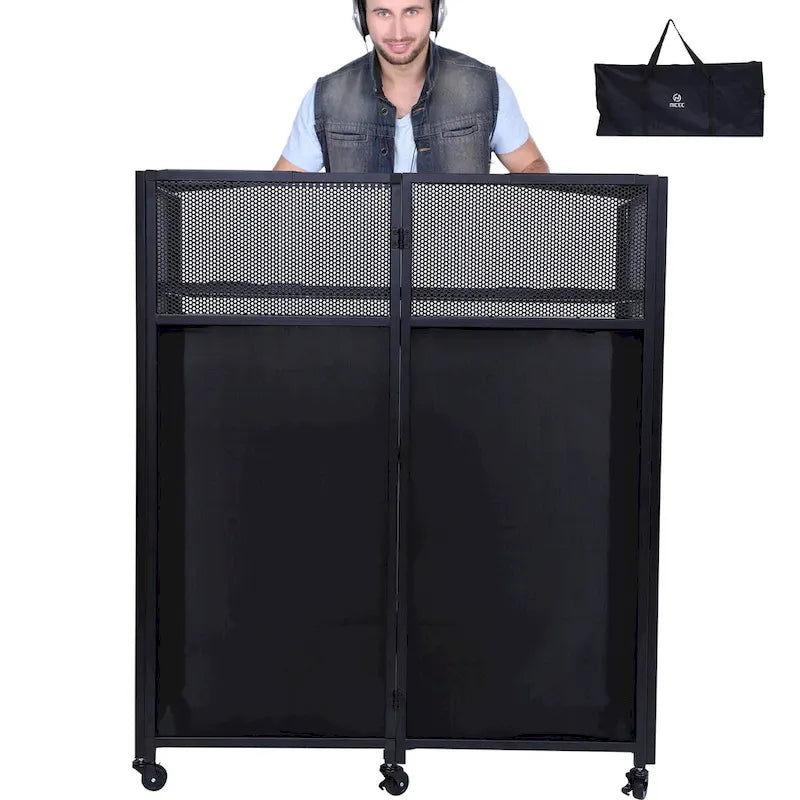 Tragbares DJ-Pult-Set mit integrierten Beleuchtungs-Scrims, stabiler Tragetasche und kompakten Abmessungen von 40x20 Zoll