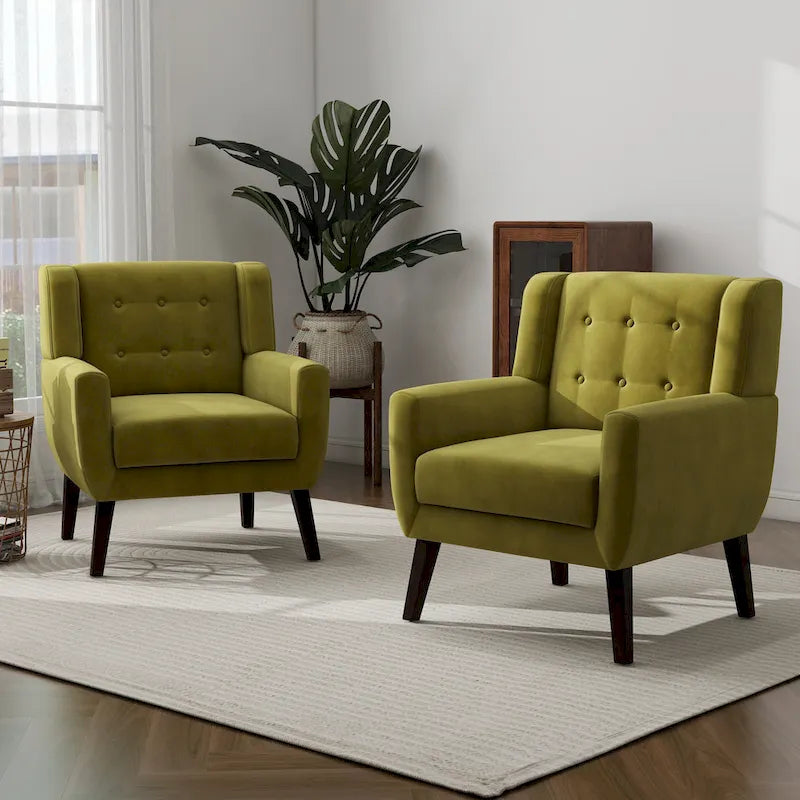 2er-Set Samt-Akzentsessel für Wohnzimmer, Polstersessel