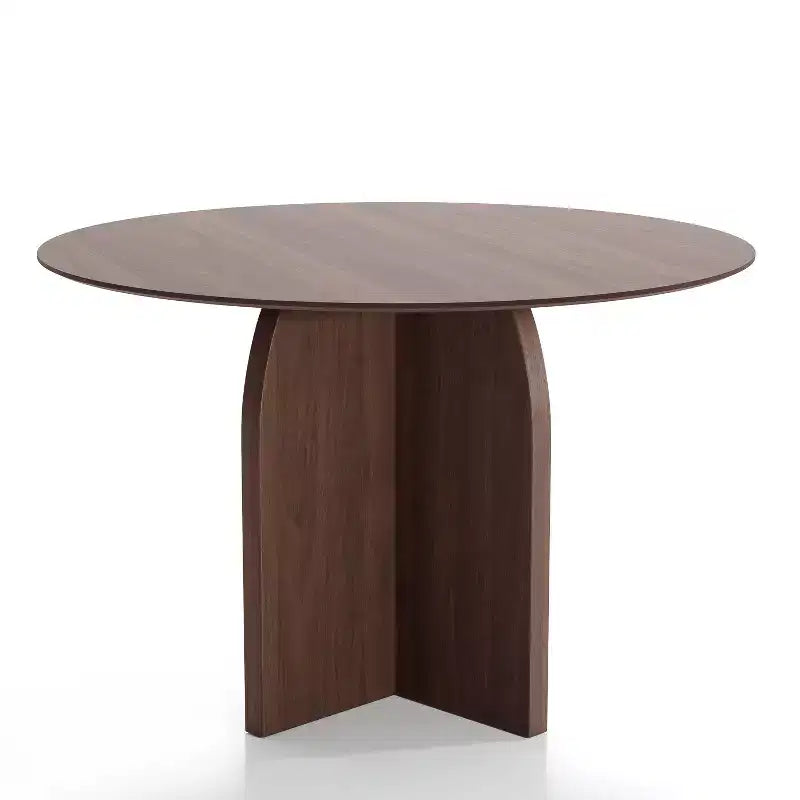 PexFix 45 x 45 runder Esstisch aus Massivholz mit Walnuss-Finish und eleganten gewölbten Beinen für moderne Esszimmer & Küchen