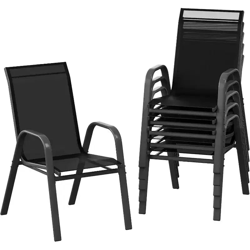 Terrassenstühle, stapelbare Outdoor-Esszimmerstühle, 4er-/6er-Set, wetterfeste, leichte Textilene-Outdoor-Stühle mit Armlehnen für Garten und Pool