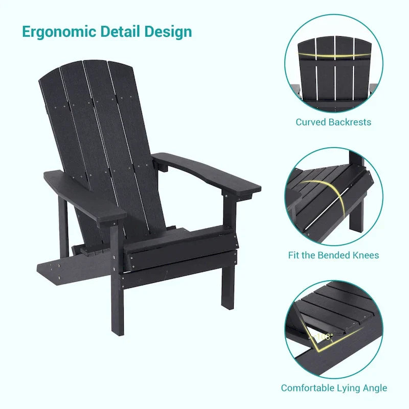 Bonosuki Wetterfeste Outdoor-Adirondack-Stühle aus Holz – 4er-Set