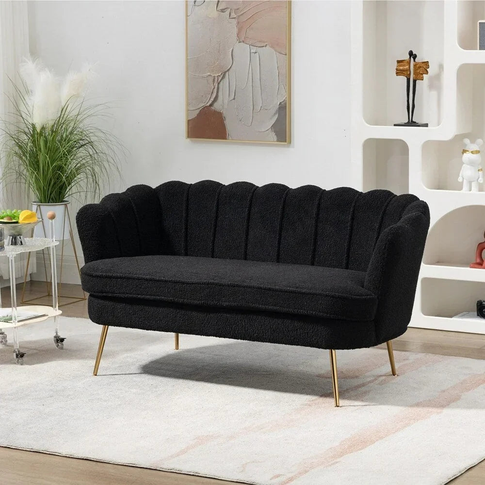 Kleines Mini-Zimmer-Sofa Zweisitzer mit Goldmetallfüßen - 2 Sitzer