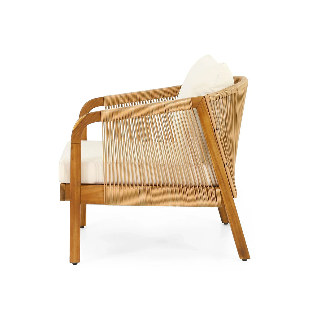 Jabe Outdoor-Clubsessel-Set aus Akazienholz und Rattan von Christopher Knight Home