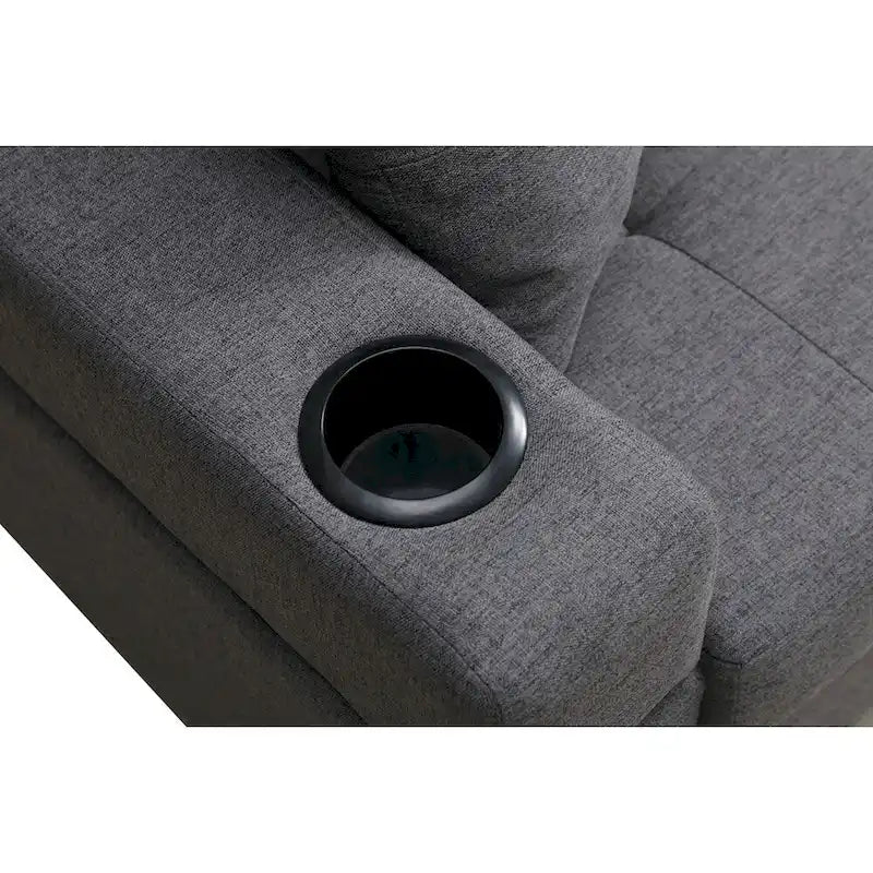 Schnittsofa-Wohnzimmer mit L-förmigem Chaiselongue und Getränkehalter