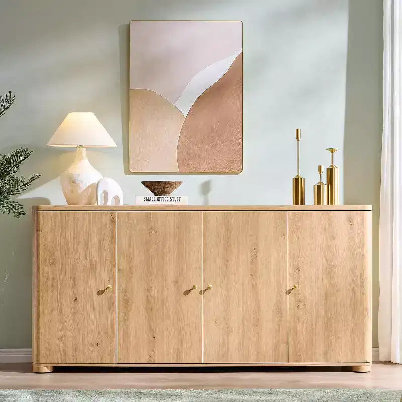 Küchenbuffet Anrichte mit 4 Türen und Regalen, modernes großes Sideboard Buffet Aufbewahrungsschrank, 66 Kaffeebar-Aufbewahrungsschrank