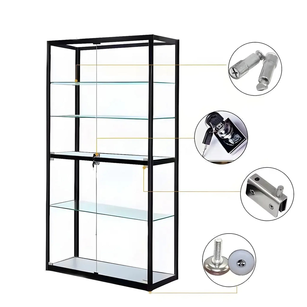 Zeitgenössische rechteckige Vitrine aus schwarzem Glas