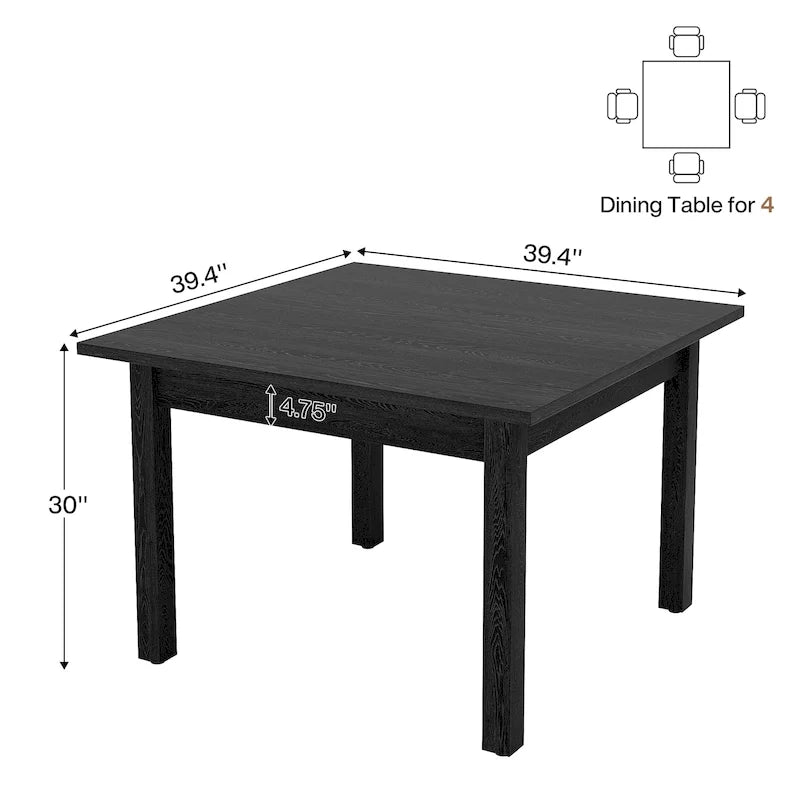 39,4 Zoll quadratischer Esstisch für 2-4 Personen mit Massivholzbeinen für Wohnzimmer Esszimmer