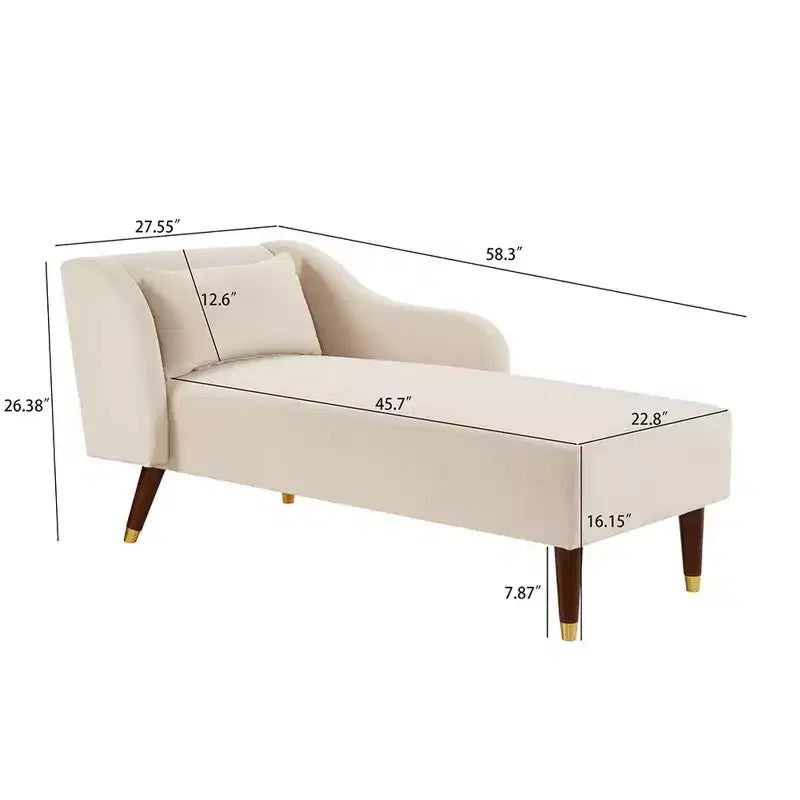 Modernes Samt-Chaiselounge-Sofa, Polsterliege mit geschwungener Armlehne, Schlafcouch für Schlafzimmer, Büro, Wohnzimmer