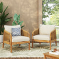 Jabe Outdoor-Clubsessel-Set aus Akazienholz und Rattan von Christopher Knight Home