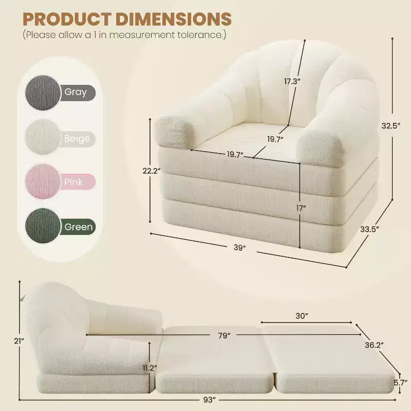 Yaheetech 2-in-1 Klappbares Schlafsofa, Klappsessel für Wohnzimmer, Schlafzimmer