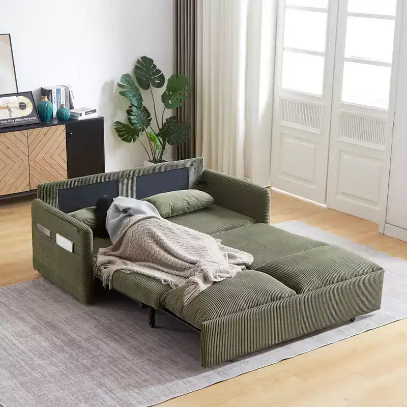 64.5 3-in-1 Schlafsofa aus Kord mit Ausziehbett