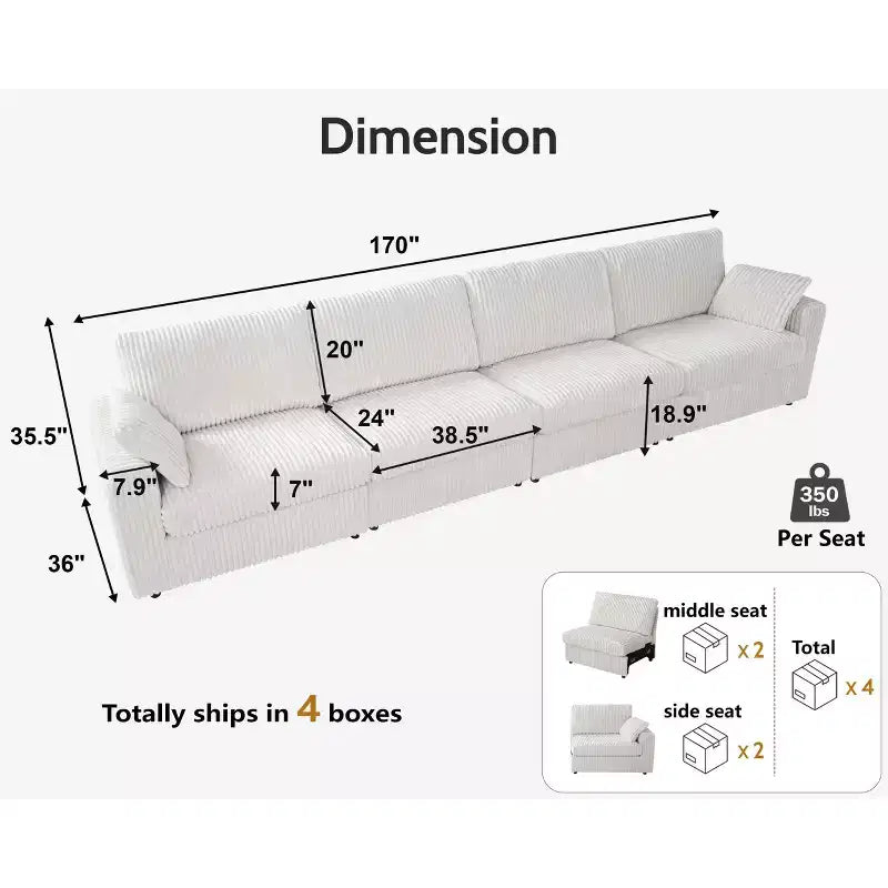 Dyonery Modulares Cord-Ecksofa mit waschbaren Bezügen