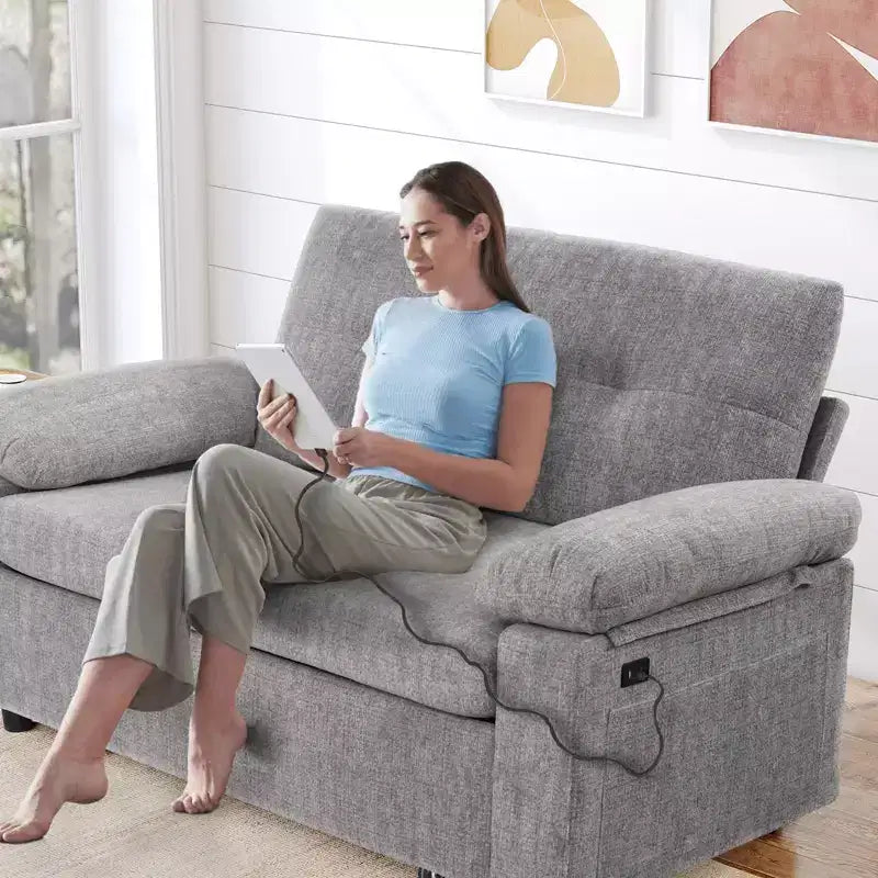 Dyonery 3-in-1 Schlafsofa, Ausziehbares Schlafsofa mit verstellbarer Rückenlehne