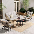 GRANDPATIO Outdoor 5-teiliges Korbsessel-Set mit Zweisitzer