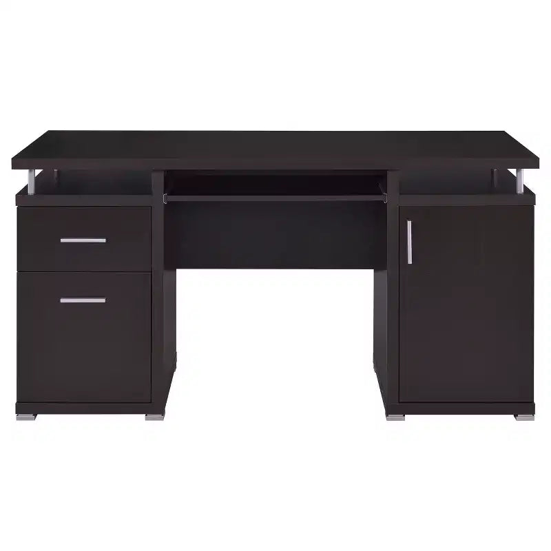 TUYOHW 55 Holzschreibtisch, Büroschreibtisch mit 2 Schubladen, 1 Schrank, 1 offenem Regal, 1 Tür, Arbeitstisch für Heimbüro, Arbeitszimmer, kleine Räume