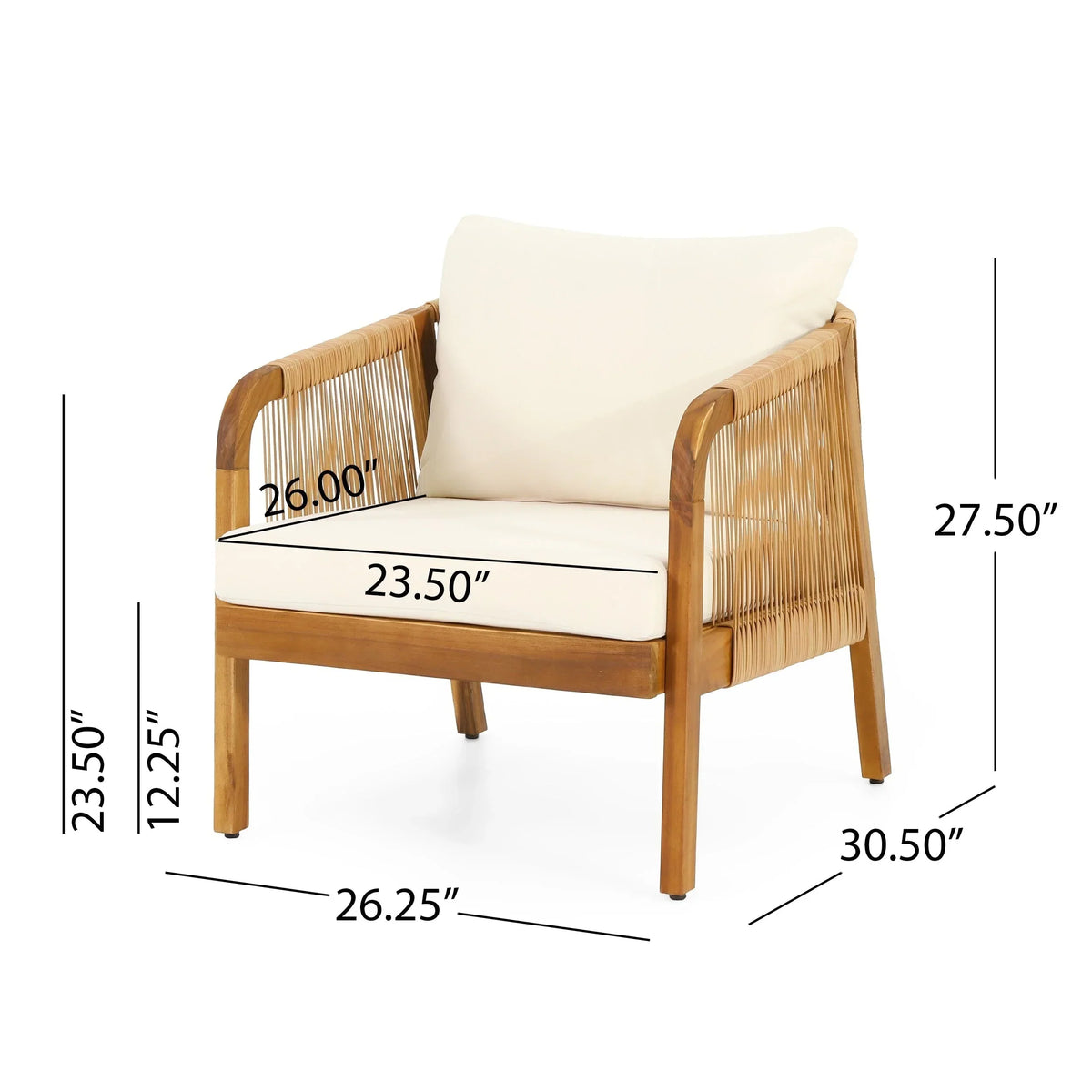 Jabe Outdoor-Clubsessel-Set aus Akazienholz und Rattan von Christopher Knight Home