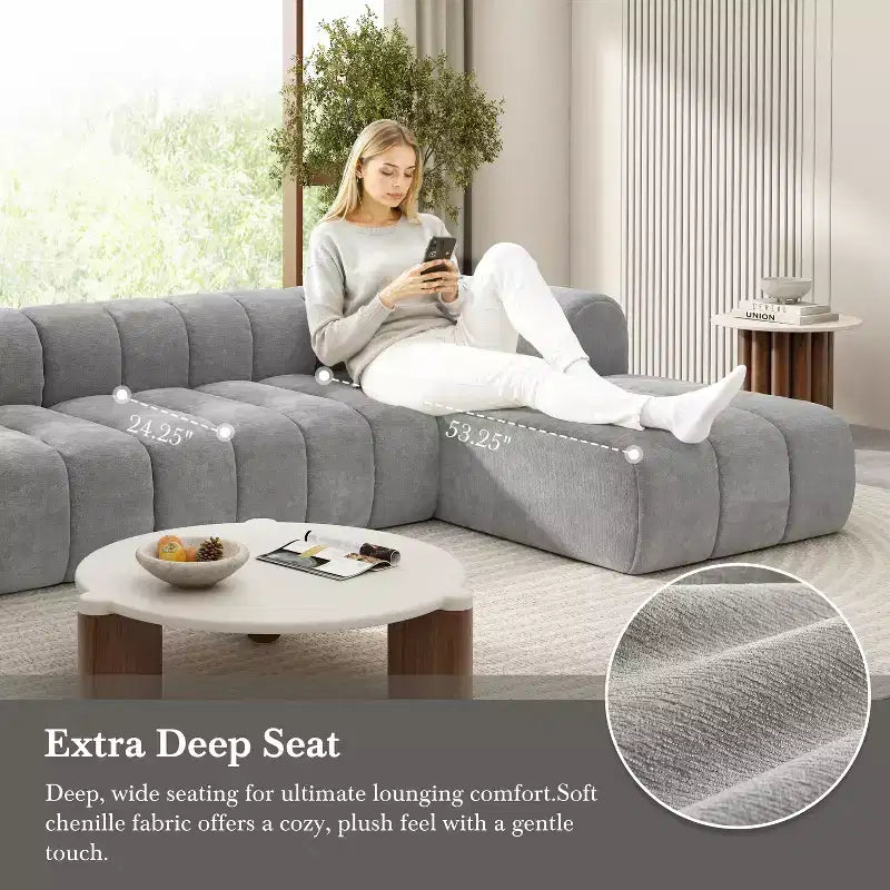 Christopher Knight Home Keri 122 Modernes L-förmiges Polsterecksofa aus hochdichtem Schaumstoff mit niedriger Rückenlehne