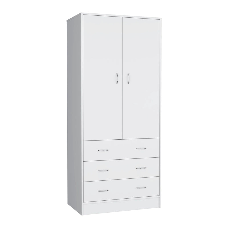 Moderner Doppeltür-Kleiderschrank (19) mit 3 Schubladen und 1 Kleiderstange für das Schlafzimmer