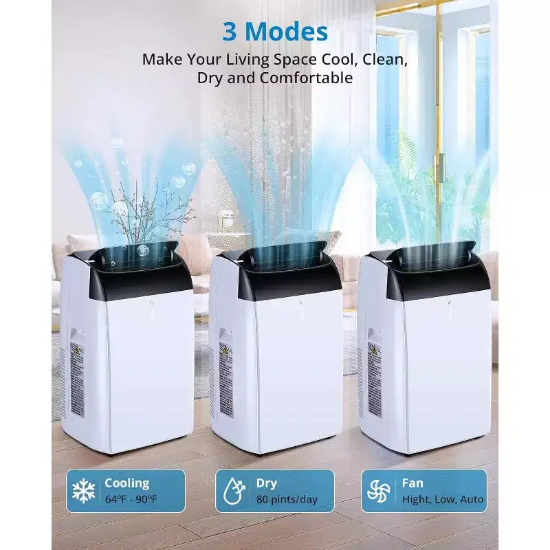 14000 BTU mobile Klimaanlage 3-in-1 AC-Gerät für Räume bis zu 70 m² mit Entfeuchter