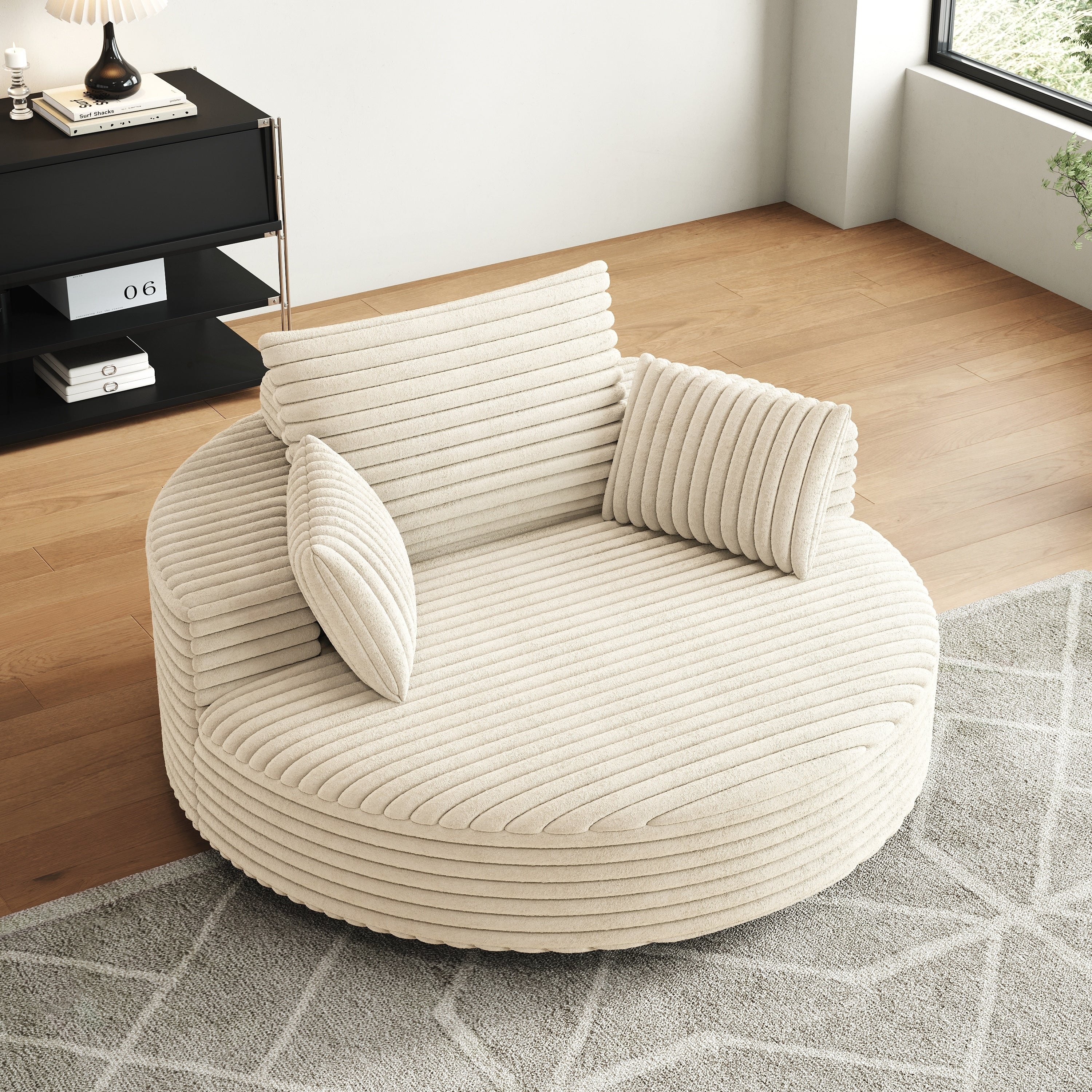 Einzelsessel aus Kord-Chenille-Schaumstoff, drehbar
