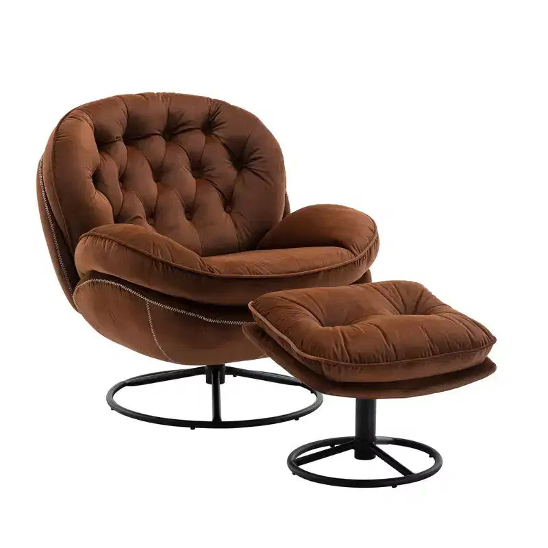 Okak Samt-Akzentsessel mit Ottoman, moderner Armloser Sessel im Mid-Century Stil für das Wohnzimmer, weicher bequemer Sessel zum Fernsehen, Gaming
