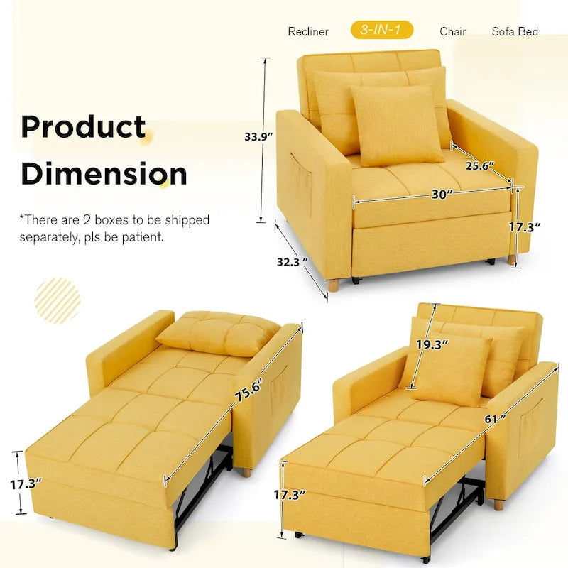 Verstellbares Schlafsofa, 3-in-1-Funktion, verschiedene Farben, für 1 Person