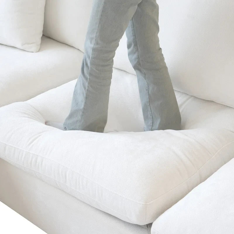 Großes Ecksofa aus Leinen für das Wohnzimmer-Set