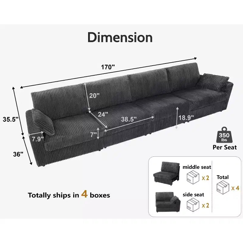 Dyonery Modulares Cord-Ecksofa mit waschbaren Bezügen