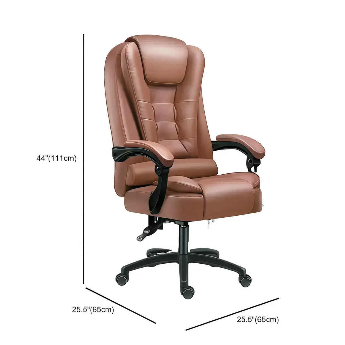Ergonomischer Bürostuhl aus schwarzem Leder mit Fußstütze und Drehfunktion