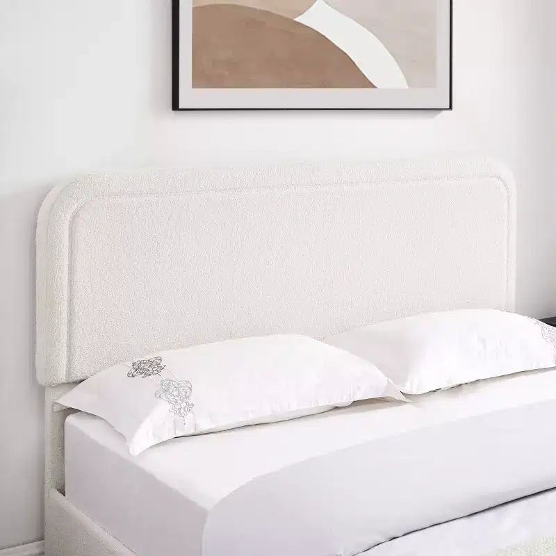 Modernes Bouclé Polsterbett Queensize mit Schubladen