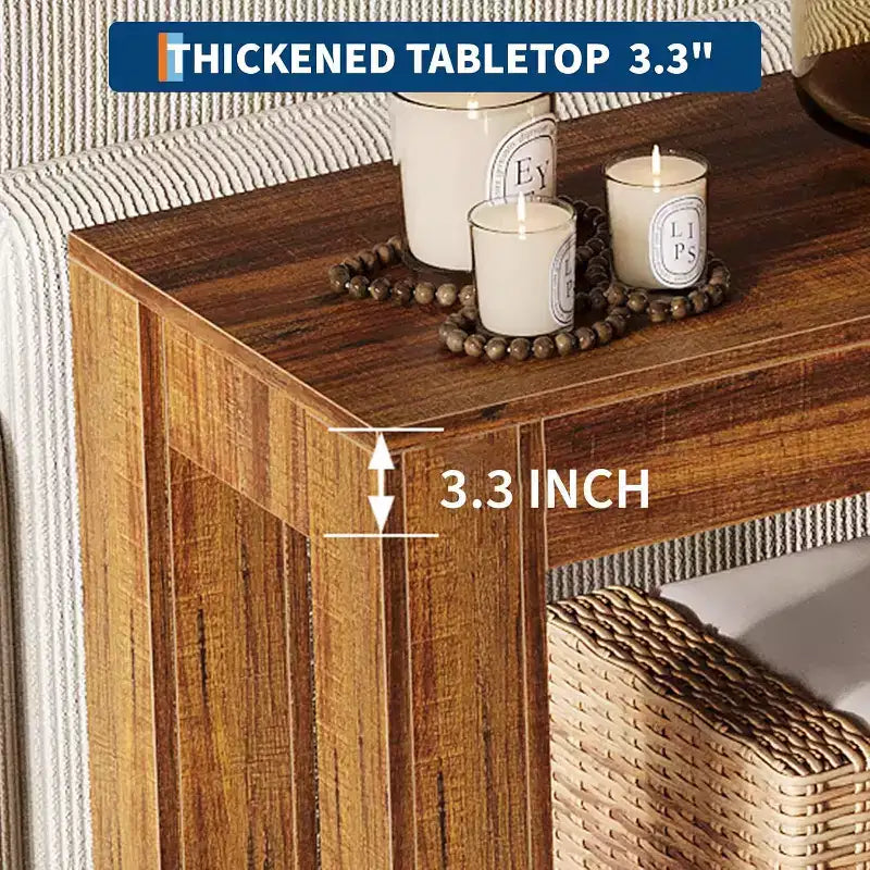 63 Entryway-Konsolentisch mit 2 Schubladen, schmaler Holztisch für Wohnzimmer, Flur oder Diele, Akzent-Ablagetisch
