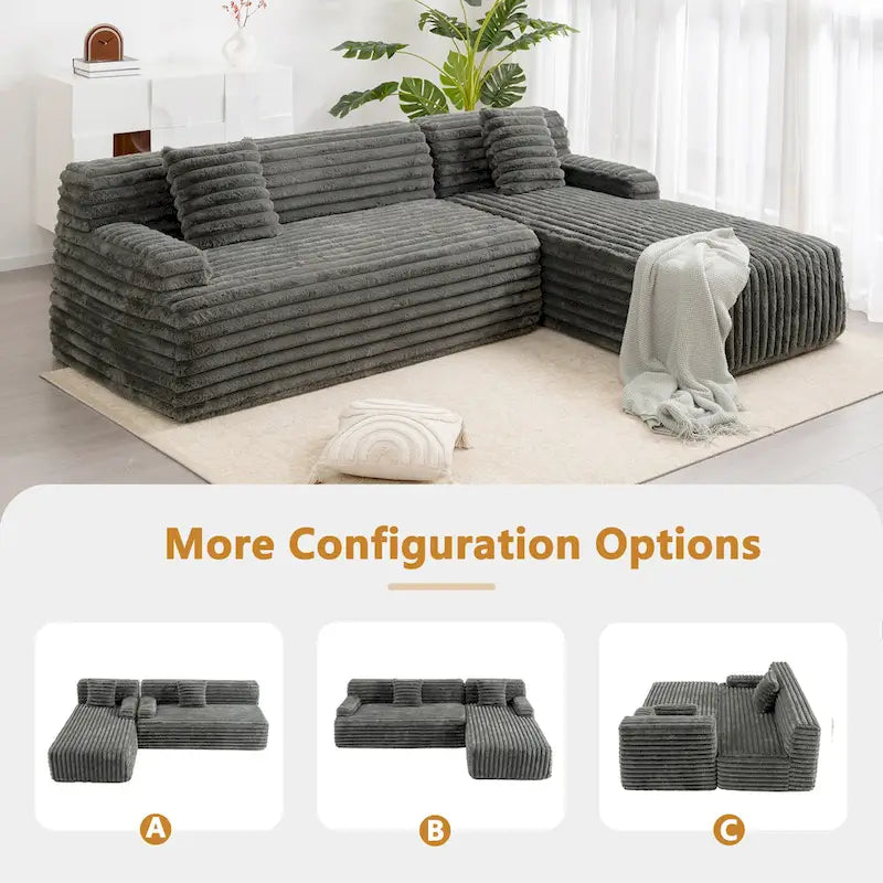 Cloud-Ecksofa, modernes Polstersofa mit 2 Wurfkissen, frei kombinierbares Sofa, modulares L-förmiges Ecksofa