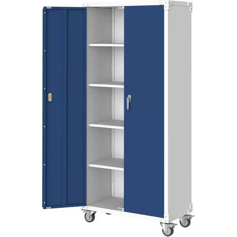 71 Zoll Stahlschrank mit abschließbaren Türen und 4 verstellbaren Einlegeböden, robuster Metallschrank für Carport/Büro/Speisekammer, rostfreies Design