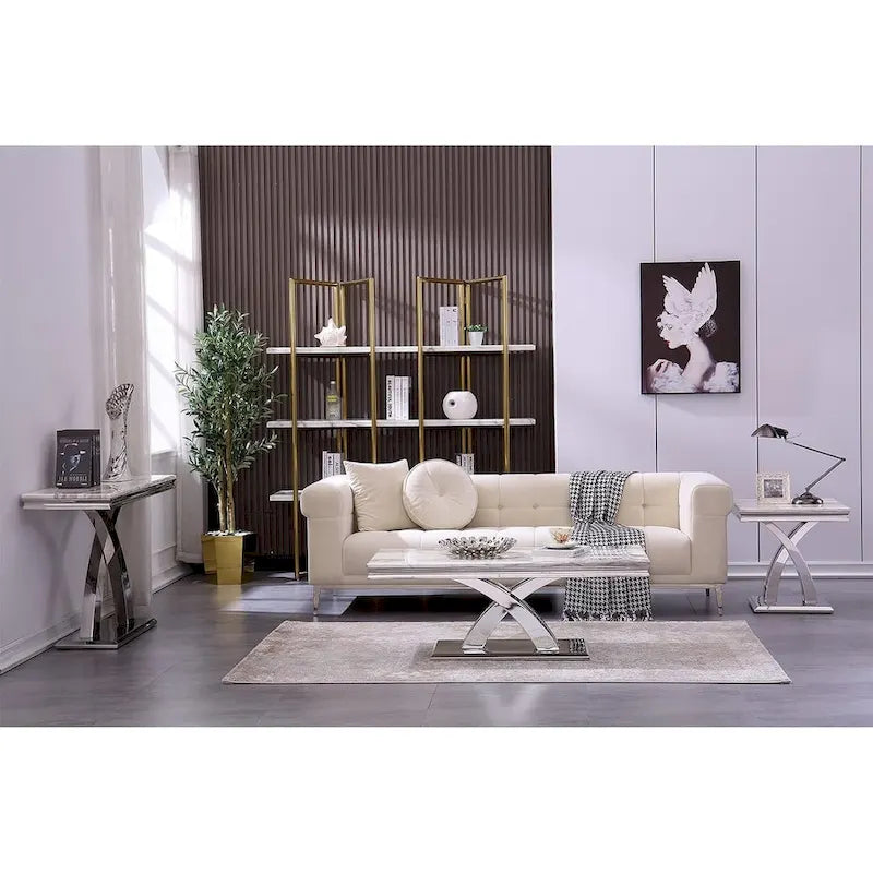 Moderner Couchtisch 48 Rechteckiger Couchtisch mit X-förmigem Sockel Couchtische für das Wohnzimmer