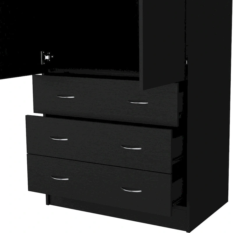 Moderner Doppeltür-Kleiderschrank (19) mit 3 Schubladen und 1 Kleiderstange für das Schlafzimmer