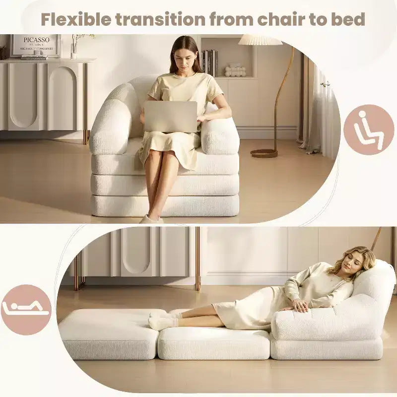 Yaheetech 2-in-1 Klappbares Schlafsofa, Klappsessel für Wohnzimmer, Schlafzimmer