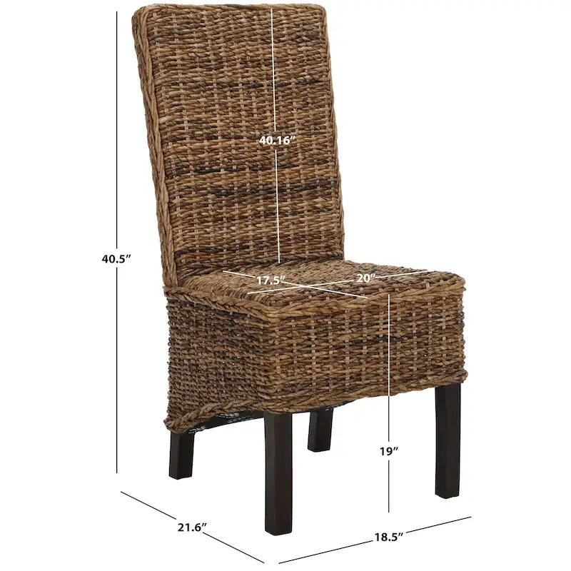 2er-Set Esszimmerstühle aus natürlichem Korbgeflecht 48B x 56T x 104H cm, Boho Coastal Stil