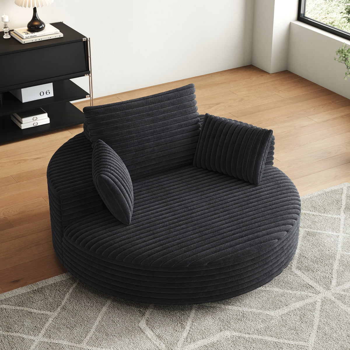 Einzelsessel aus Kord-Chenille-Schaumstoff, drehbar