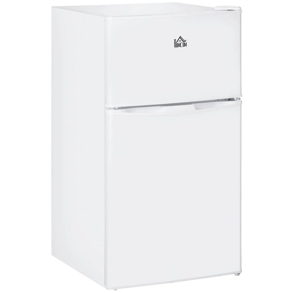 HOMCOM Doppel-Mini-Kühlschrank mit Gefrierfach, 90 L Kompaktkühlschrank mit verstellbarem Regal, einstellbares Thermostat