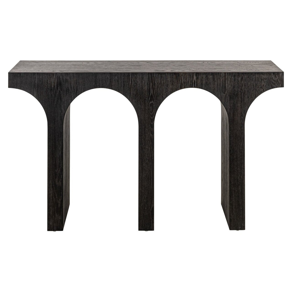 Schwarzer Konsolentisch aus Holz mit Bogenmotiv